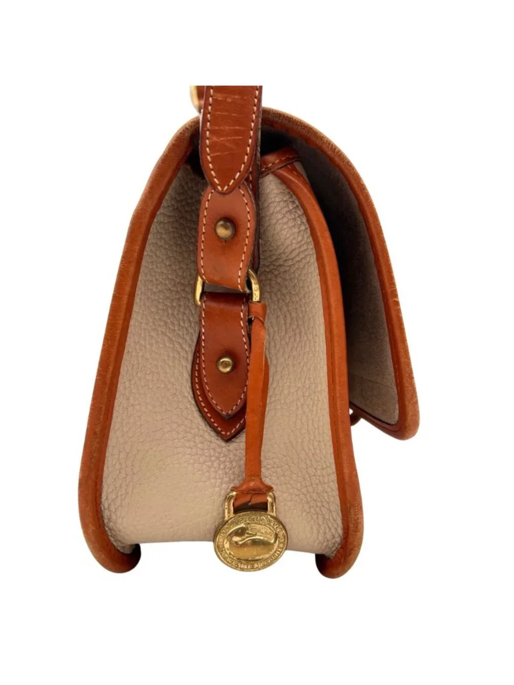 Dooney & Bourke Vintage All-Weather Leather Purse Shoulder Bag Tan Made in USA - Picture 8 of 16